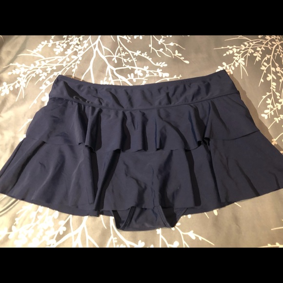 navy blue swim skirt plus size